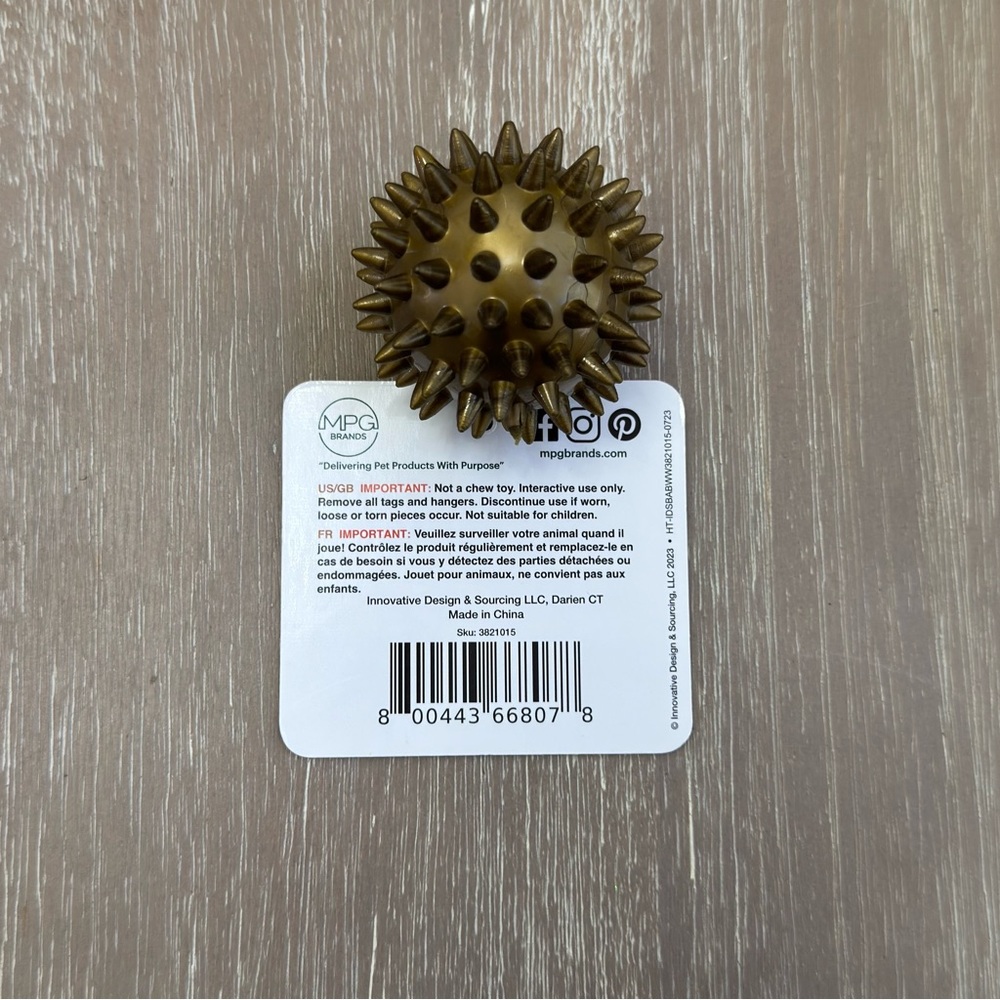 NEW Small Gold Spiked Dog Toy - Picture 2 of 3